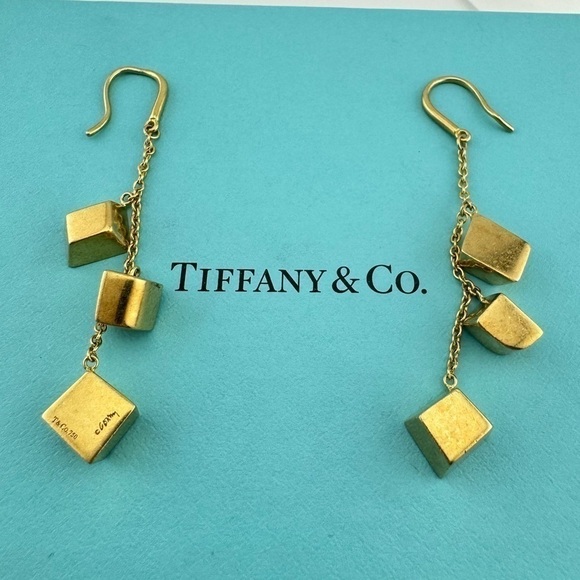 Tiffany & Co. Frank Gehry Torque Drop Earrings 18k Yellow Gold RARE - Picture 8 of 10